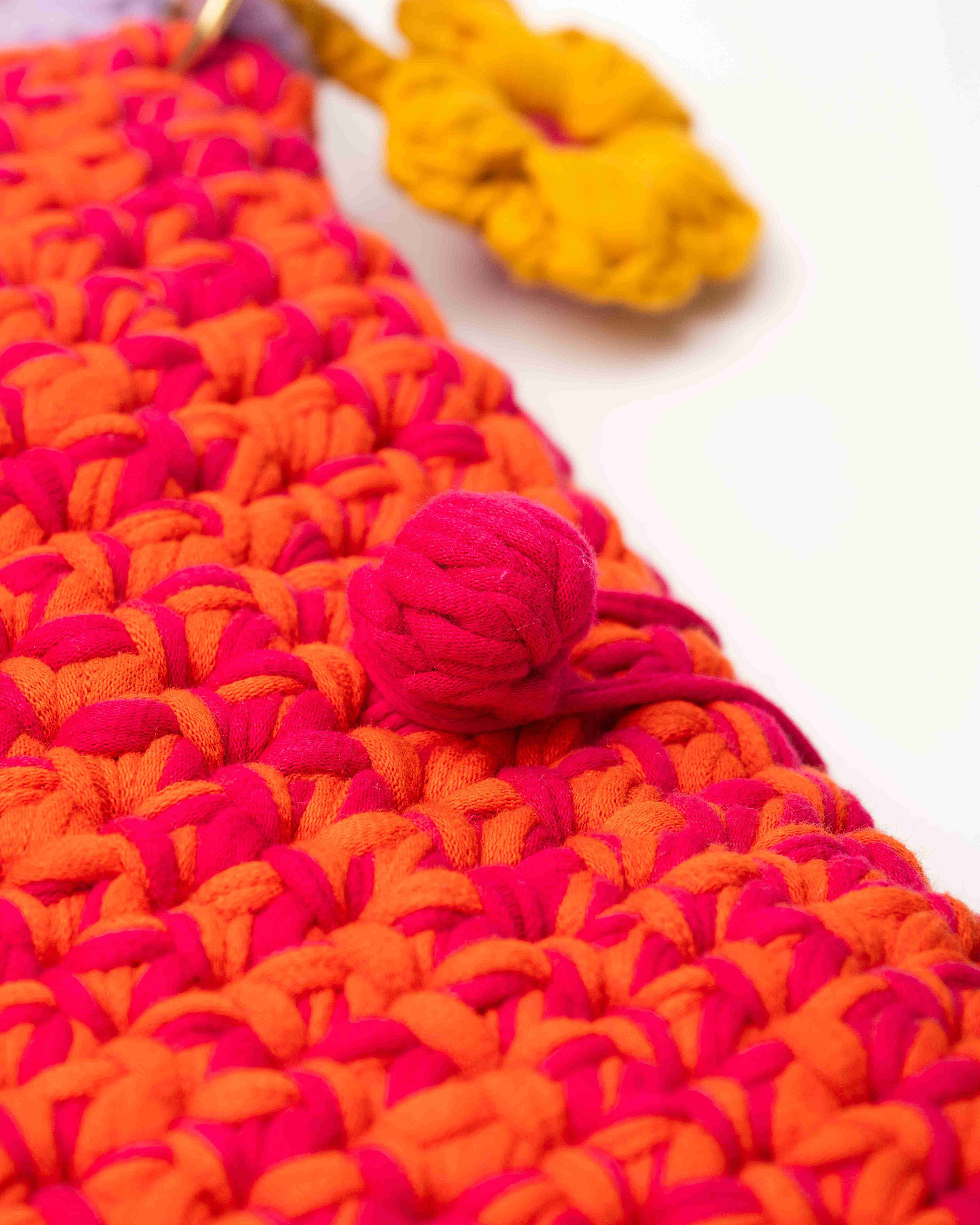 CozyTech Crochet Laptop Sleeve - Orange & Pink