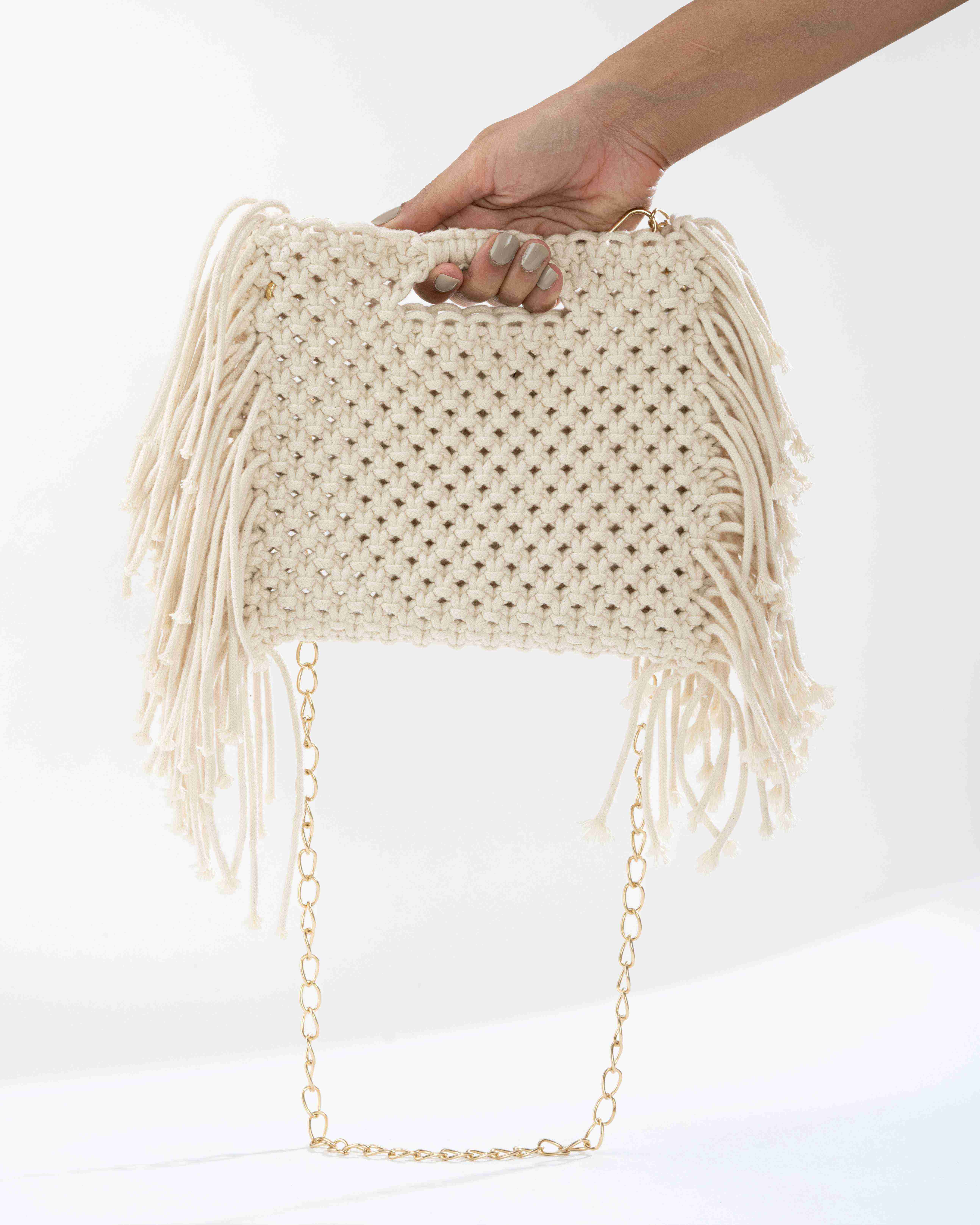 The Fringe-With-Benefits Bag- Offwhite