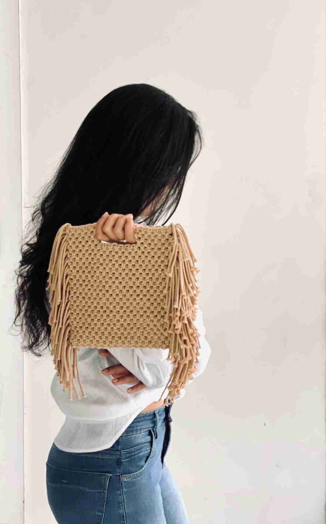 The Fringe-With-Benefits Bag- Beige