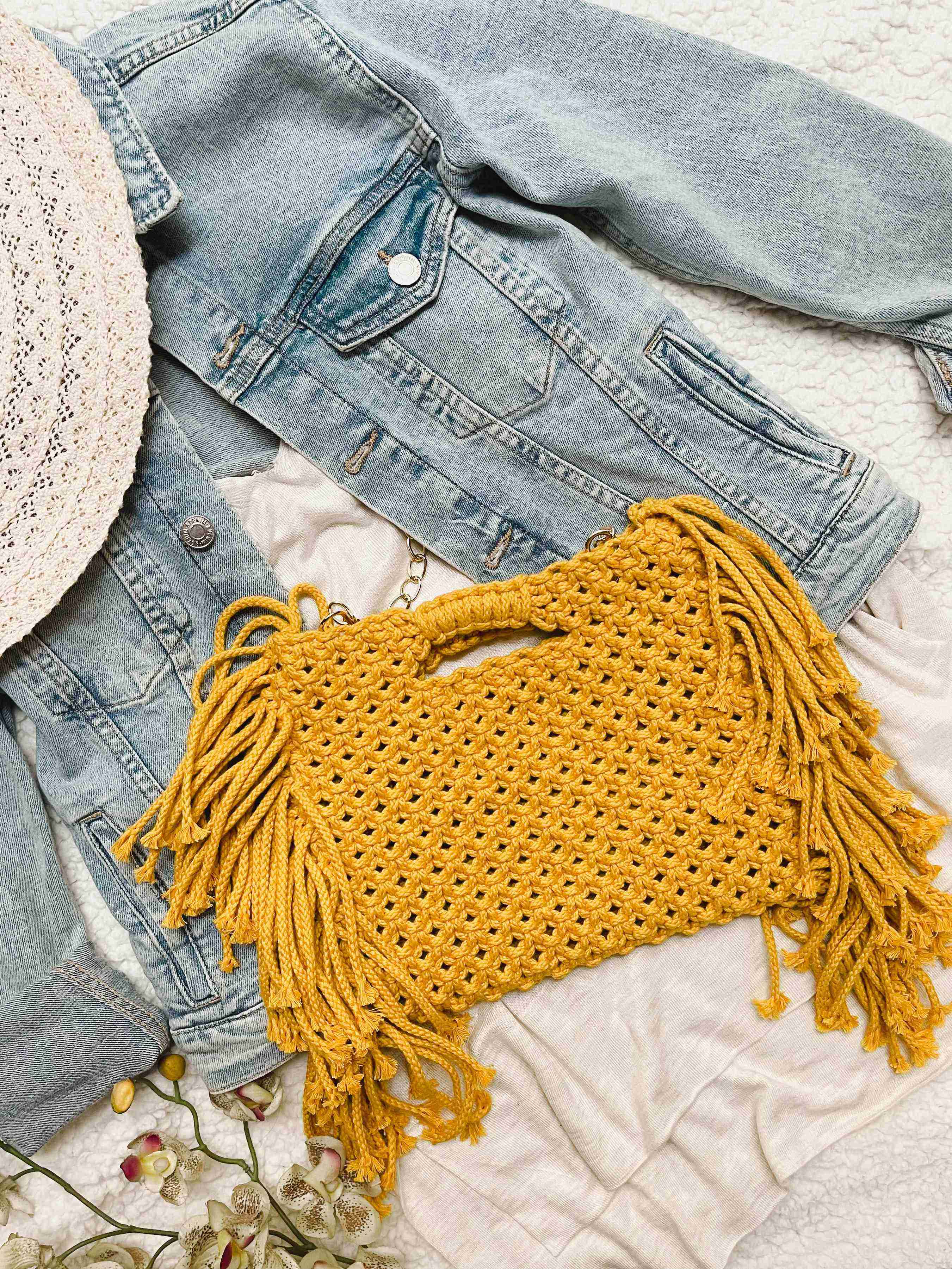 The Fringe-With-Benefits Bag- Mustard