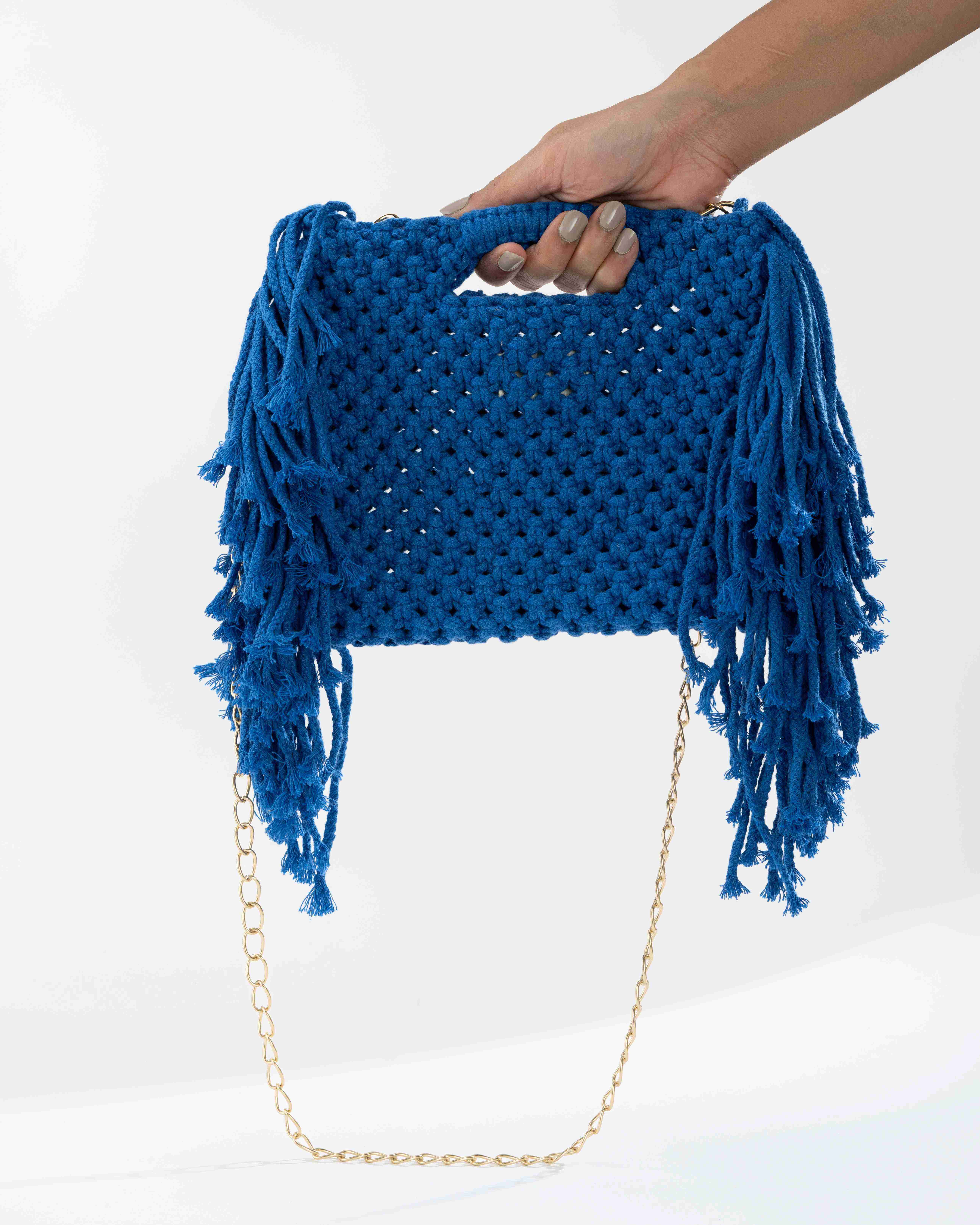 The Fringe-With-Benefits Bag- Blue