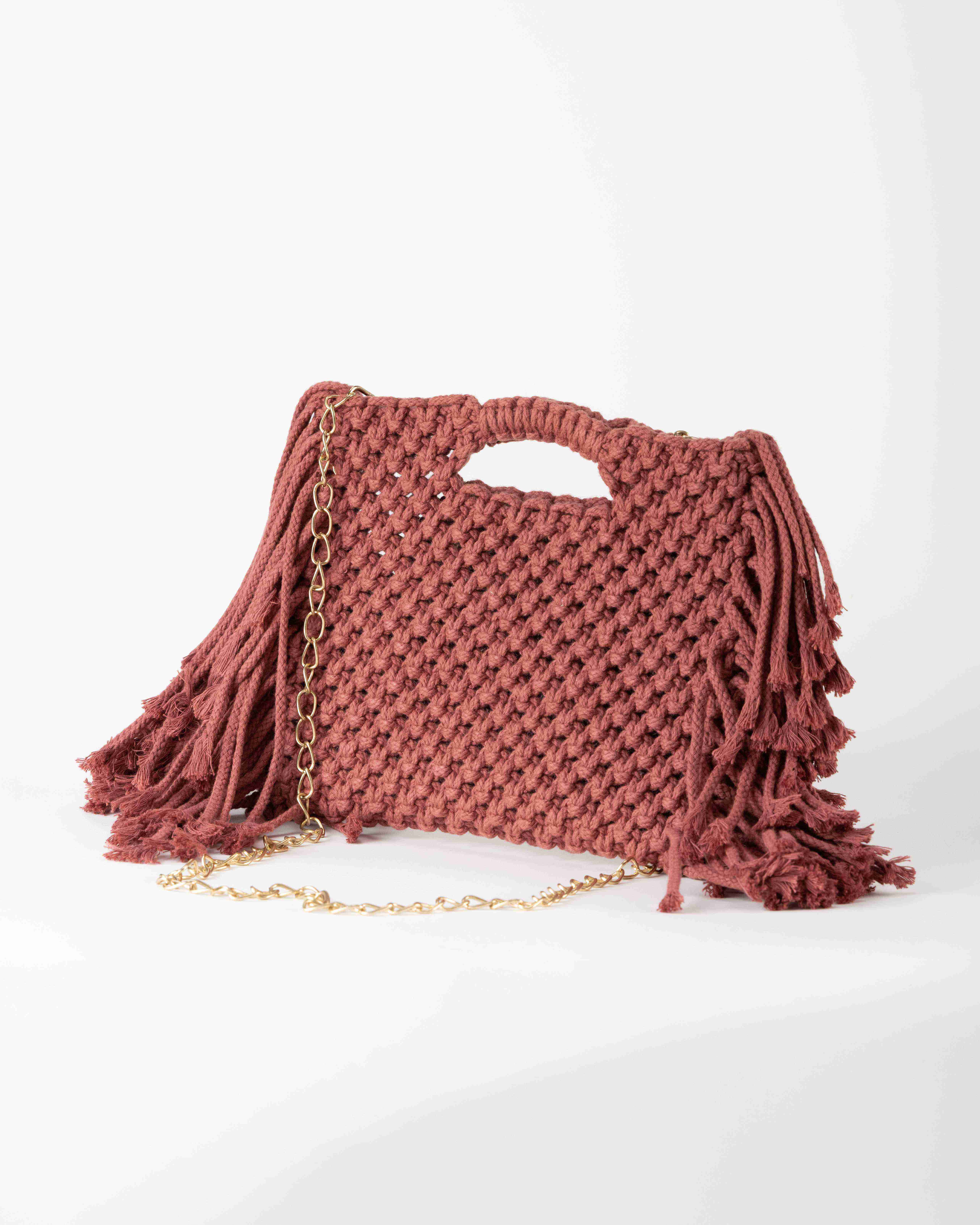 The Fringe-With-Benefits Bag- Maroon