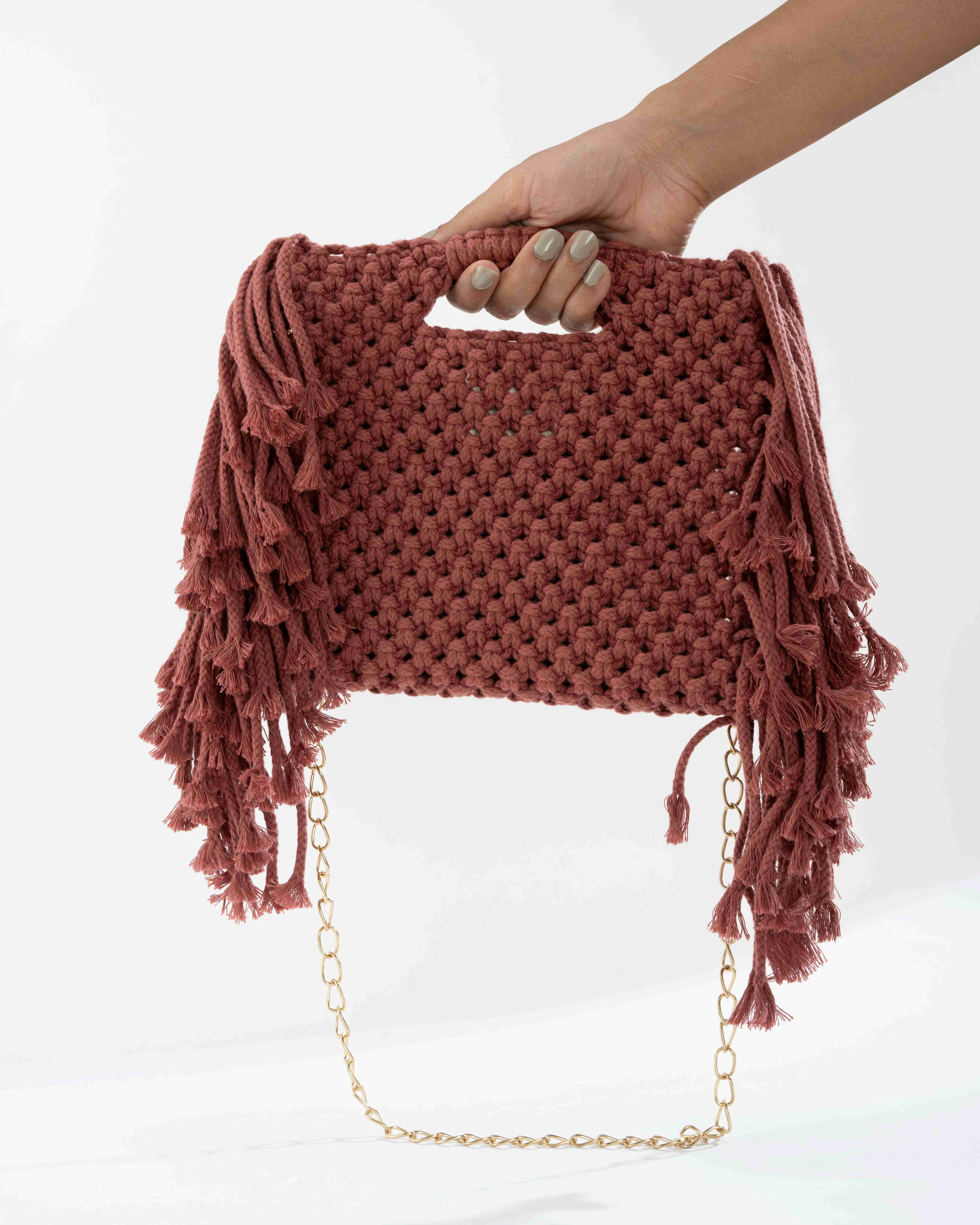 The Fringe-With-Benefits Bag- Maroon