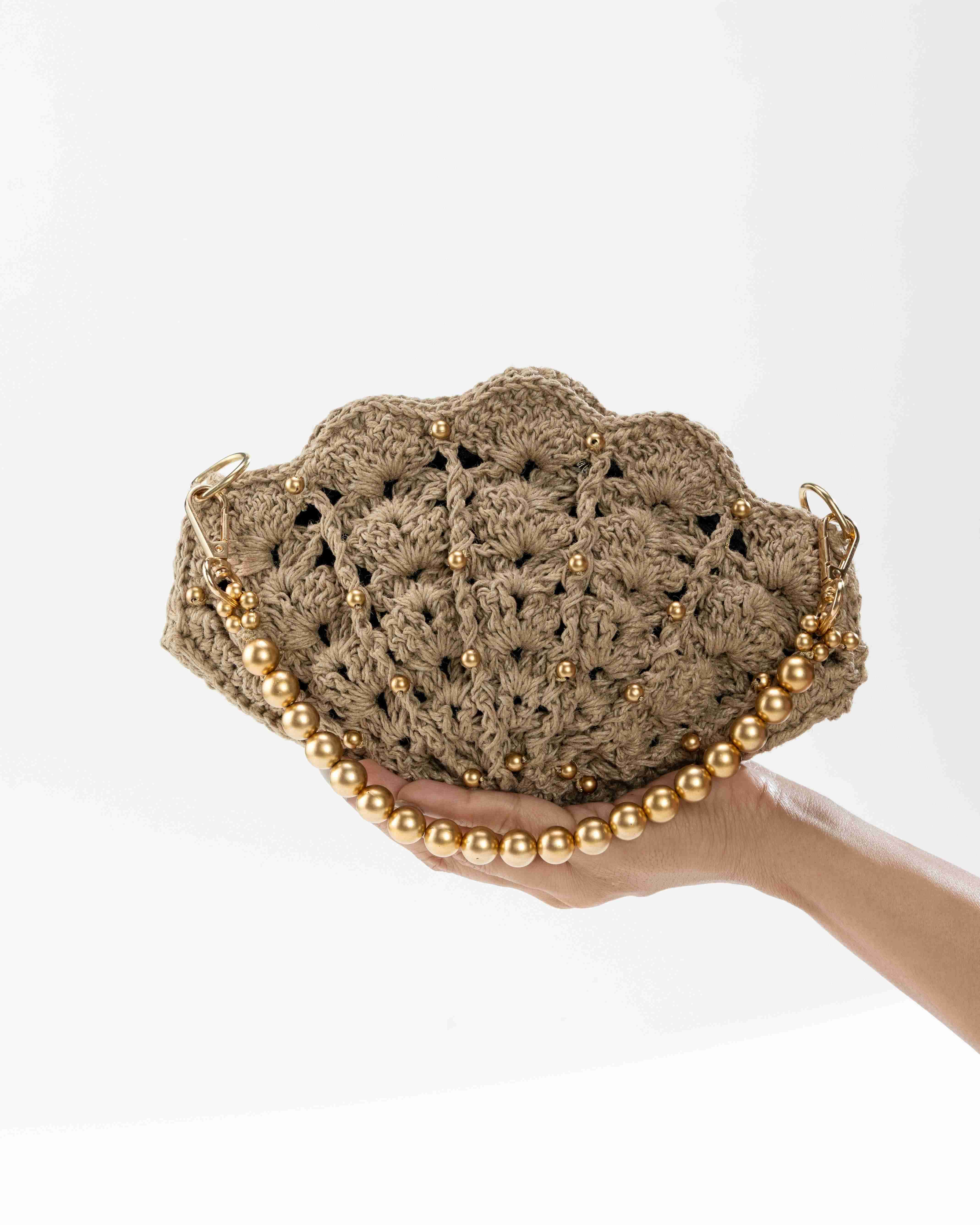 Seashell Secret Crochet Clutch - Brown