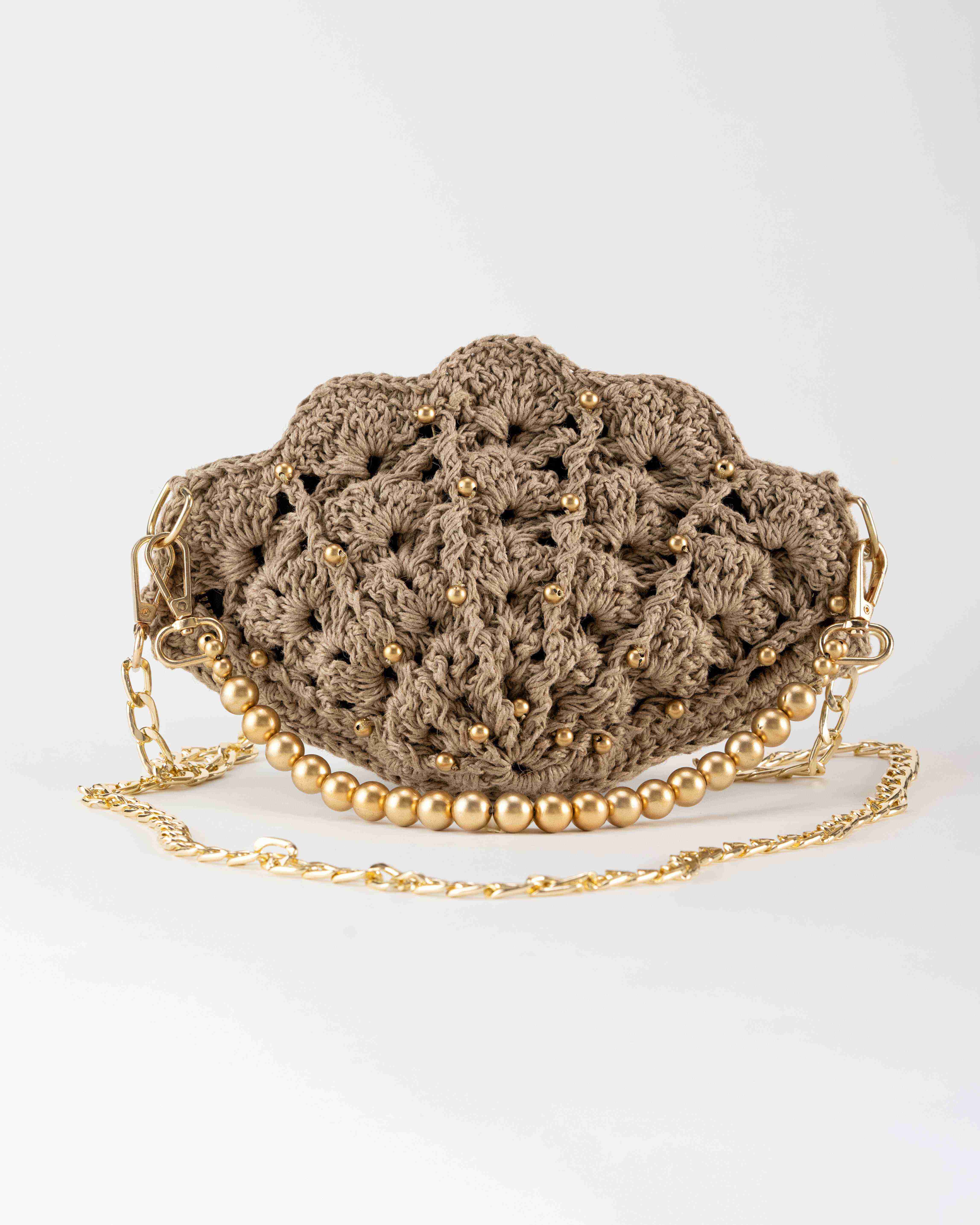 Seashell Secret Crochet Clutch - Brown