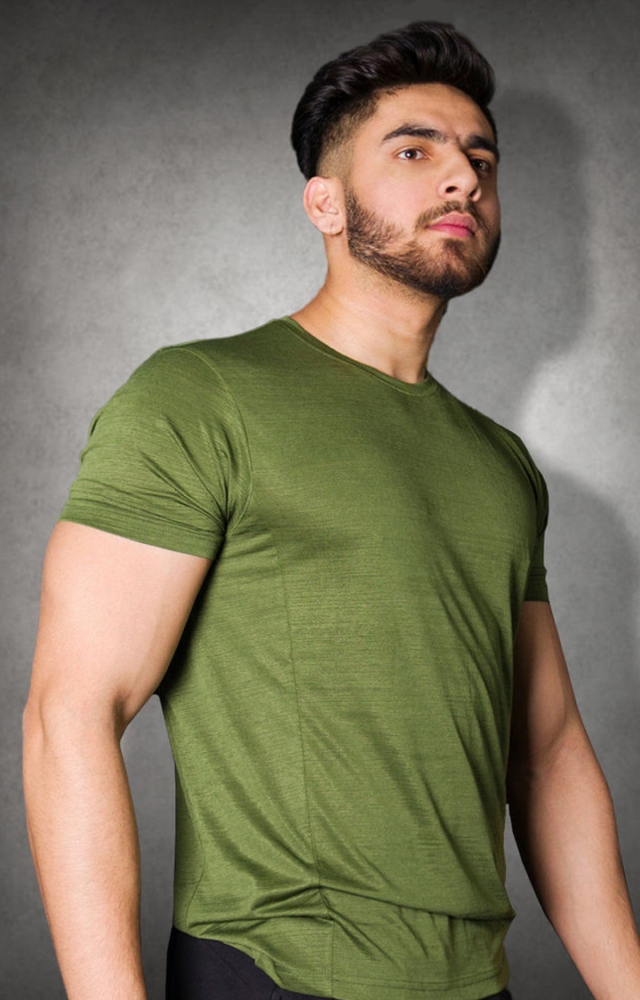 PRONK | Mens Sweat in Style Round Neck Half sleeve T-shirt - Forest Green