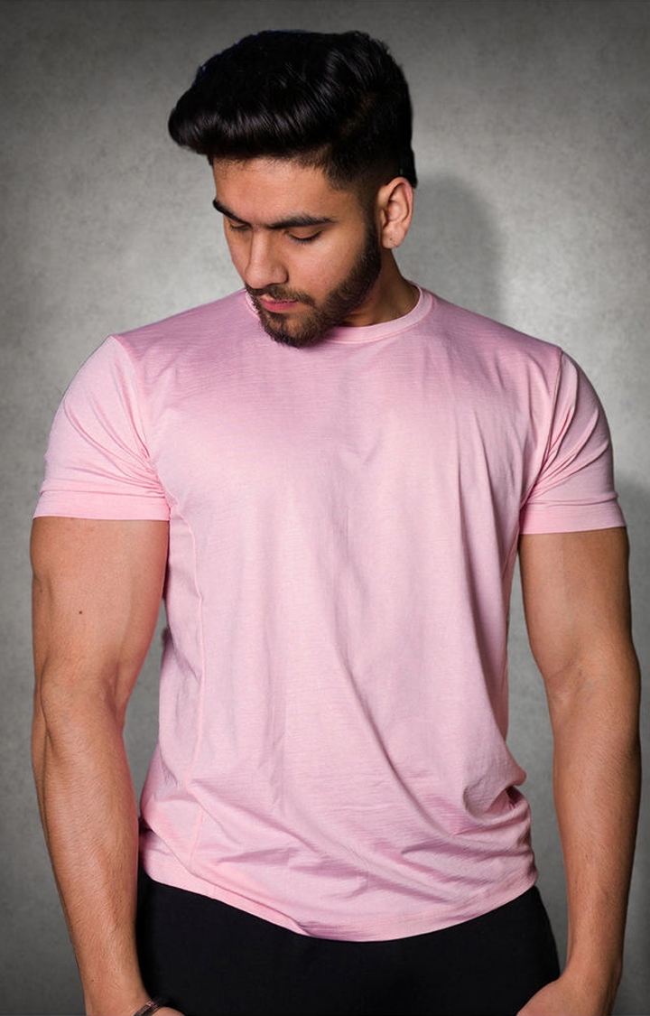 Mens Sweat in Style Round Neck Half sleeve T-shirt - Mystic Pink