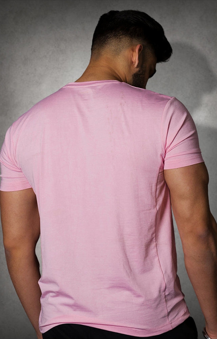 Mens Sweat in Style Round Neck Half sleeve T-shirt - Mystic Pink