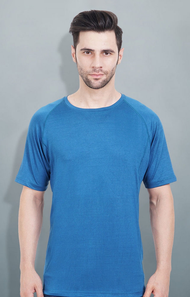 PRONK | Mens Sweat in Style Round Neck Raglan sleeve T-shirt - Teal Blue