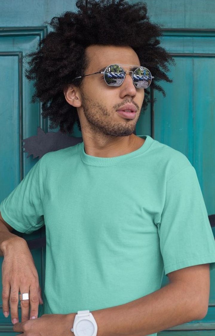 PRONK | Solid Men's Half Sleeve T-Shirt - Aqua Green