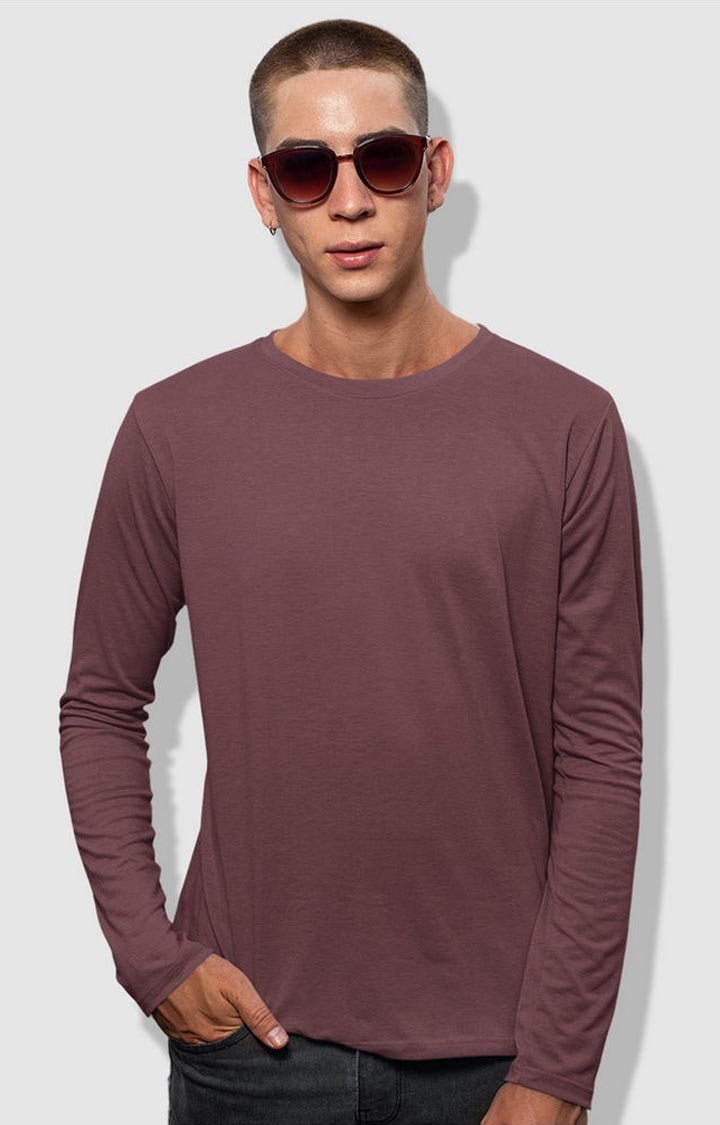 PRONK | Solid Men's Full Sleeve T-Shirt - Mauve Taupe