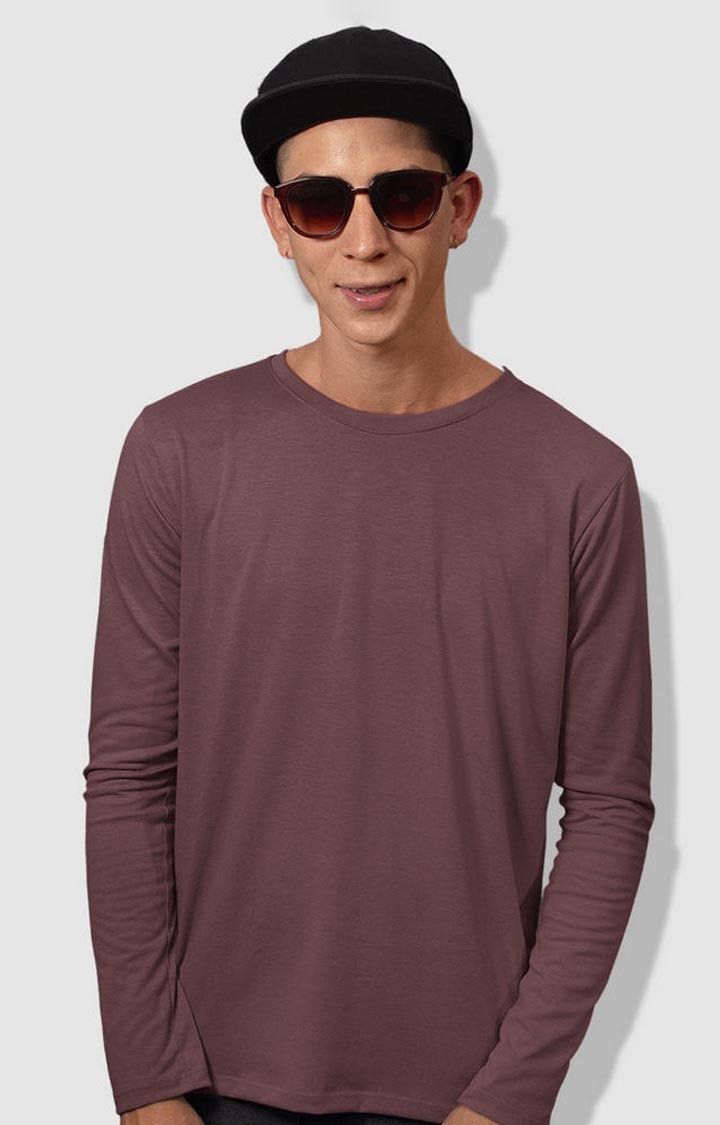 Solid Men's Full Sleeve T-Shirt - Mauve Taupe