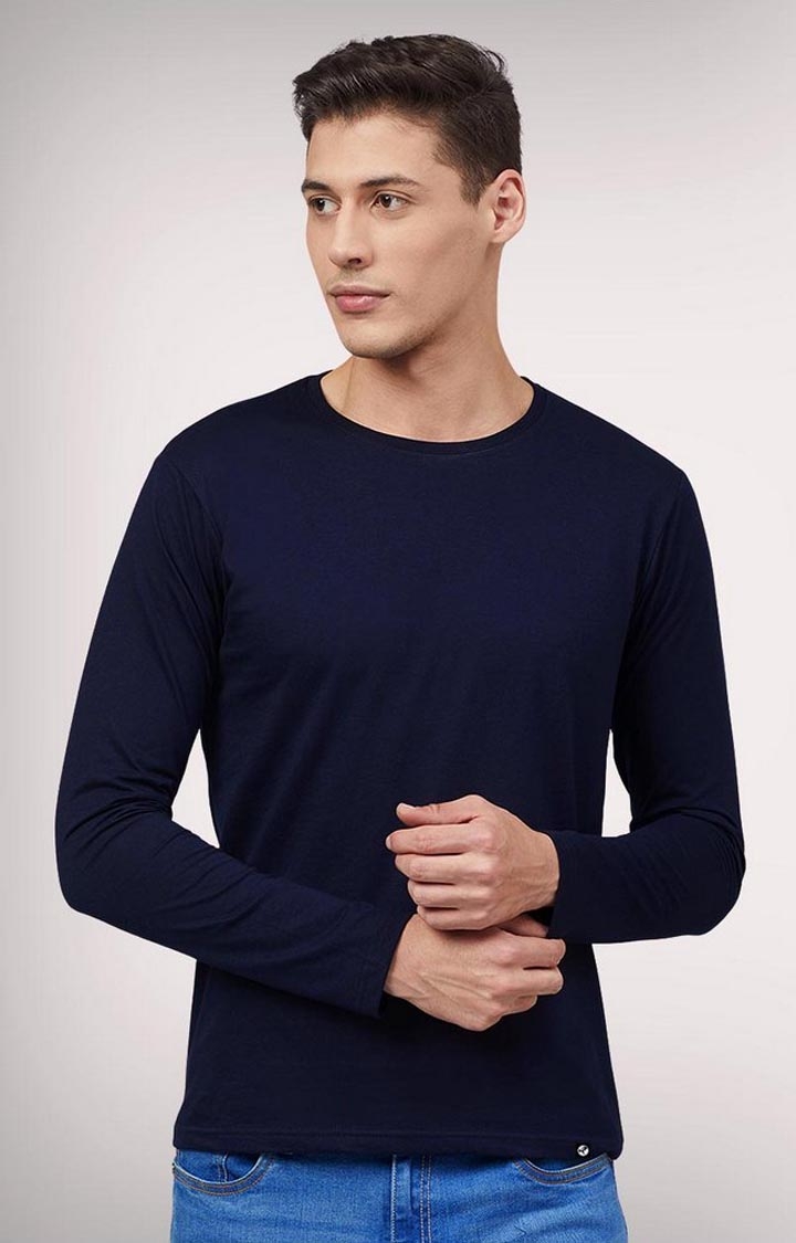 Solid Men's Full Sleeve T-Shirt - Classic Navy