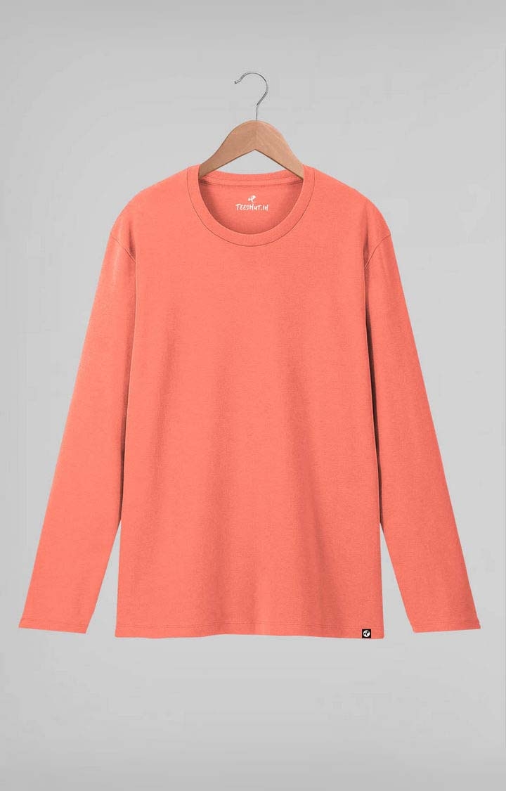 Solid Men's Full Sleeve T-Shirt - Salmon Pink