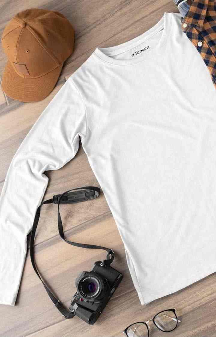 Solid Men's Full Sleeve T-Shirt - White