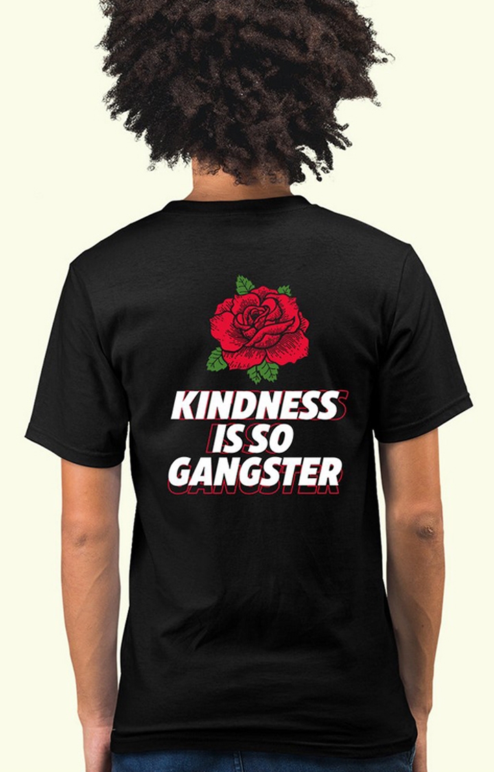 PRONK | Kindness Is So Gangster Men's Regular Fit Black Half Sleeve T Shirt