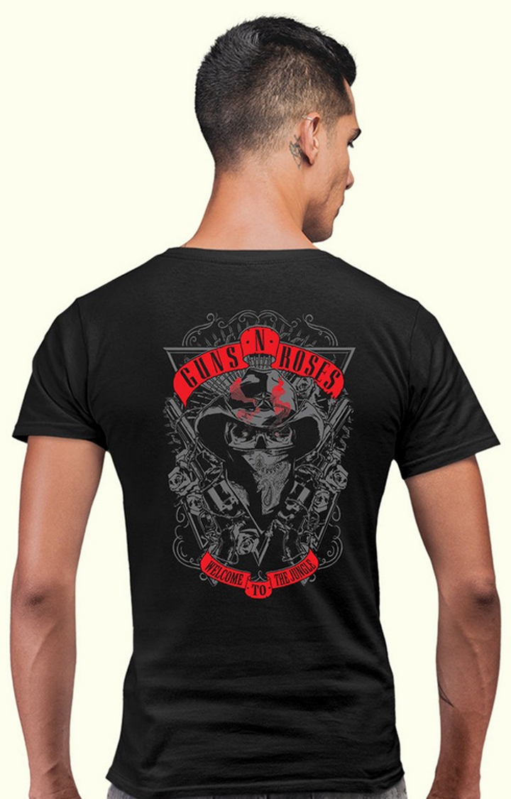 Red Pirate Guns N Roses Men's Regular Fit Black Half Sleeve T Shirt