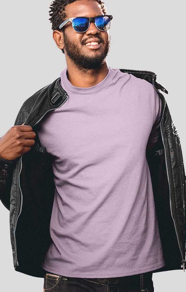 Solid Men's Half Sleeve T-Shirt - Lilac