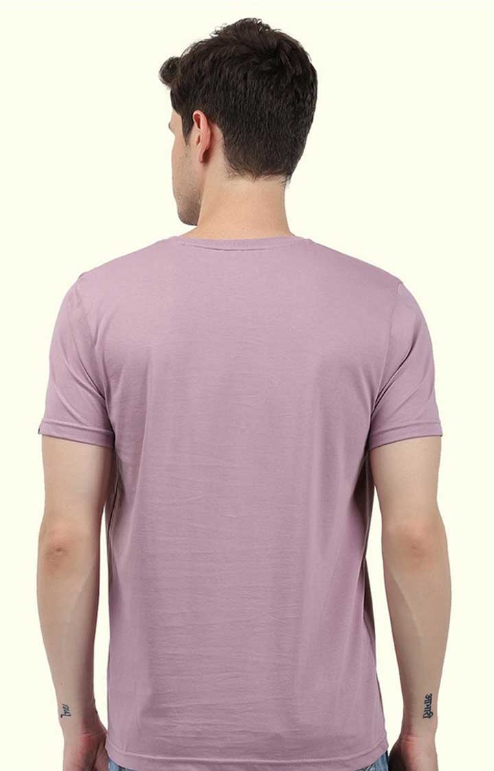 Pop Corn Men's Regular Fit Lilac Half Sleeve T Shirt