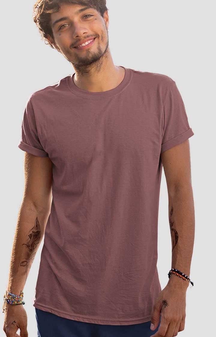 PRONK | Solid Men's Half Sleeve T-Shirt - Mauve Taupe
