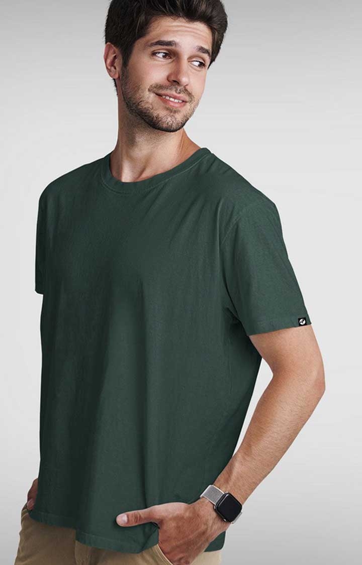 PRONK | Solid Men's Half Sleeve T-Shirt - Moss Green