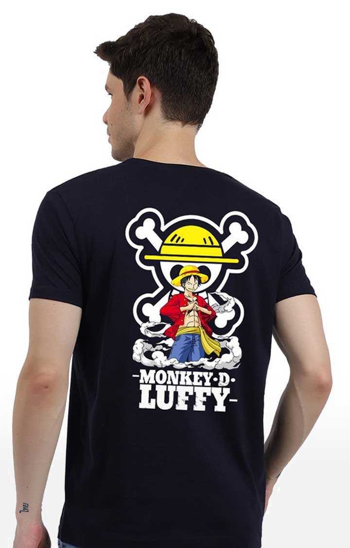 PRONK | Monkey D Luffy Men's Black Half Sleeve T Shirt