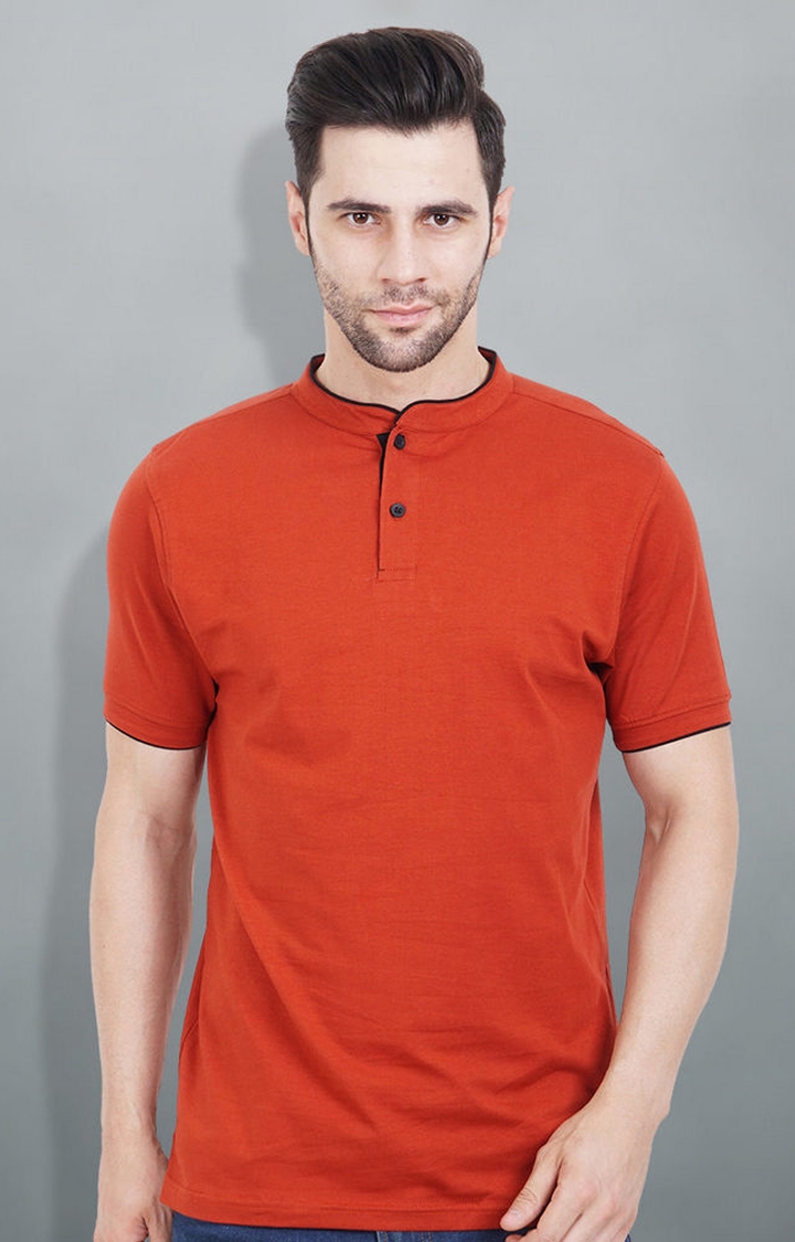 PRONK | Henley Men's Half Sleeve T-Shirt - Rustic Orange