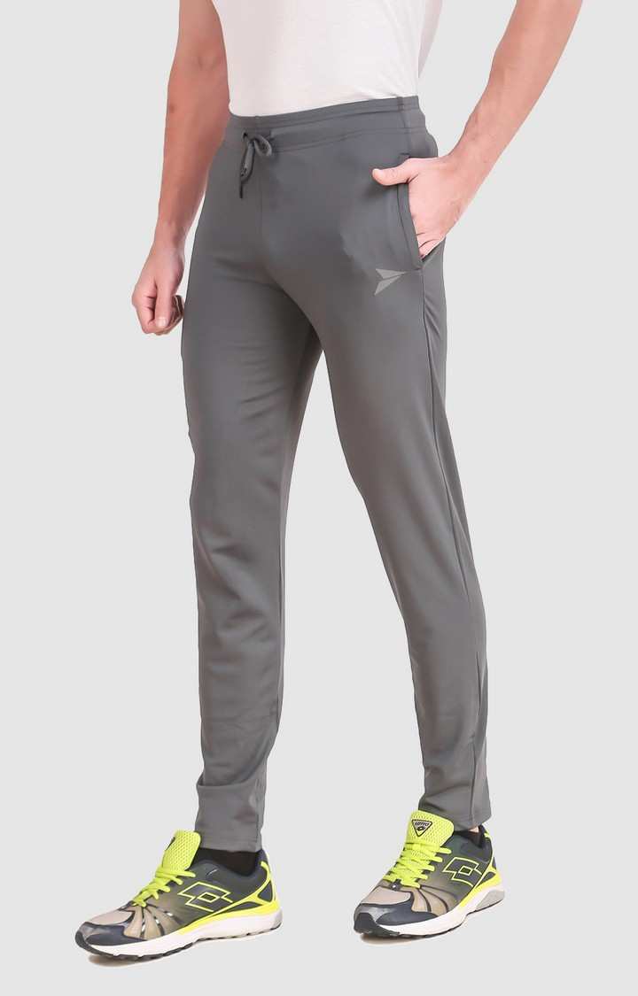 Men's Light Grey Polyester Solid Trackpant