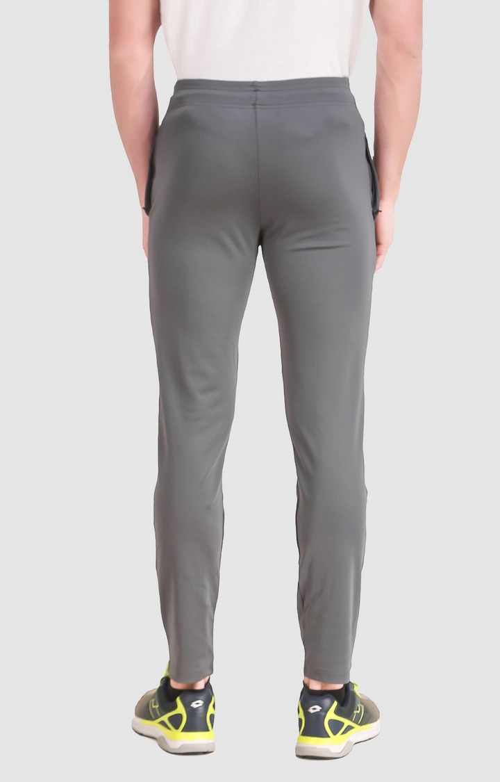 Men's Light Grey Polyester Solid Trackpant