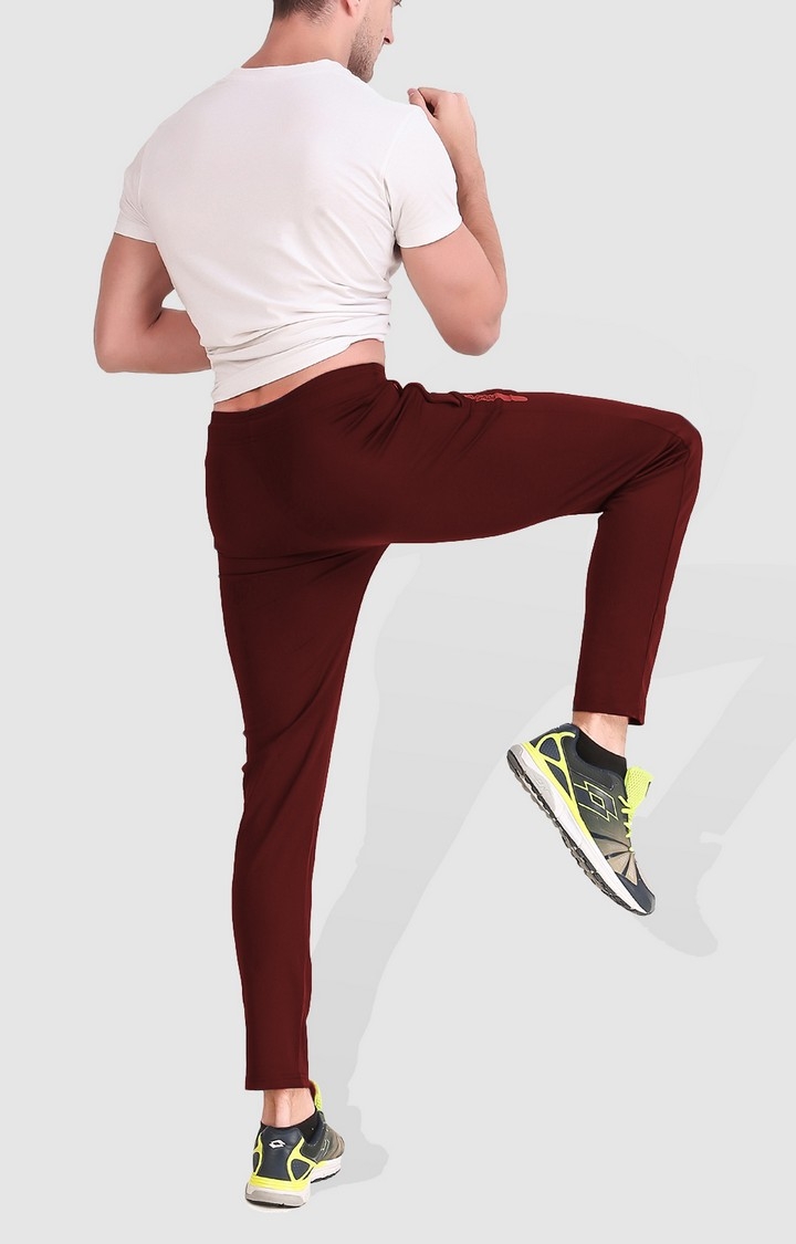 Fitinc | Men's Maroon Polyester Solid Trackpant 2