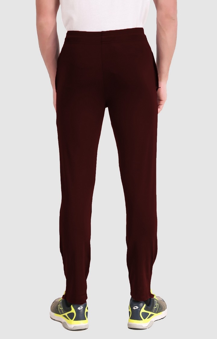 Fitinc | Men's Maroon Polyester Solid Trackpant 3