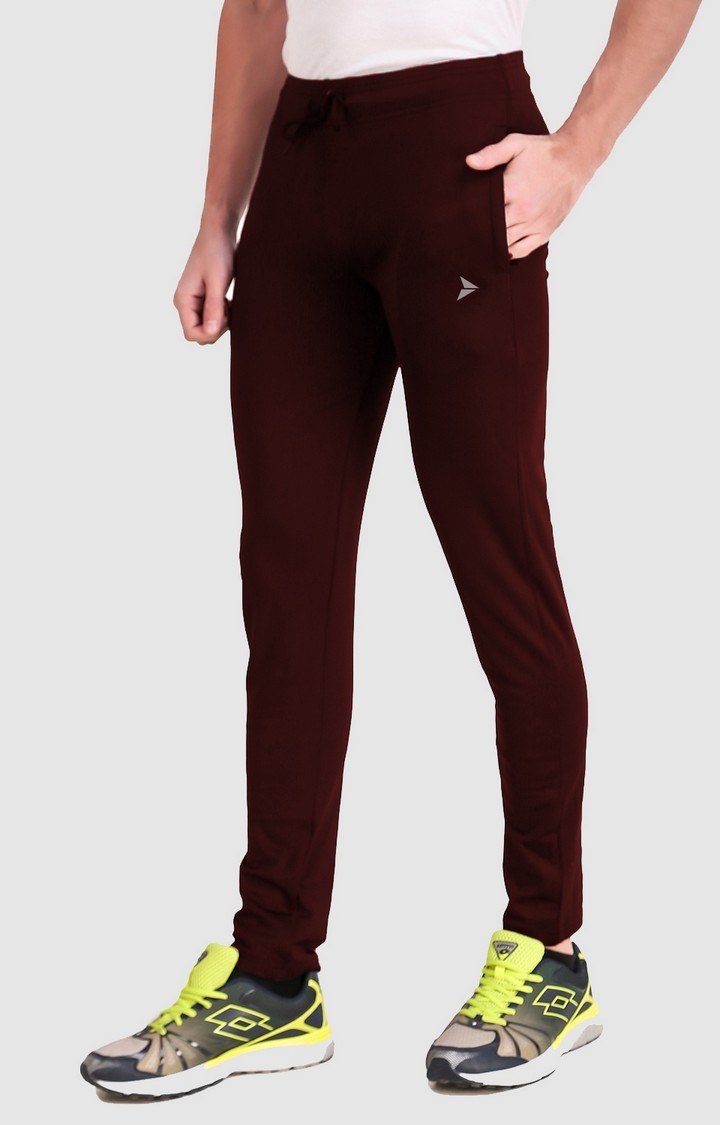 Fitinc | Men's Maroon Polyester Solid Trackpant 1