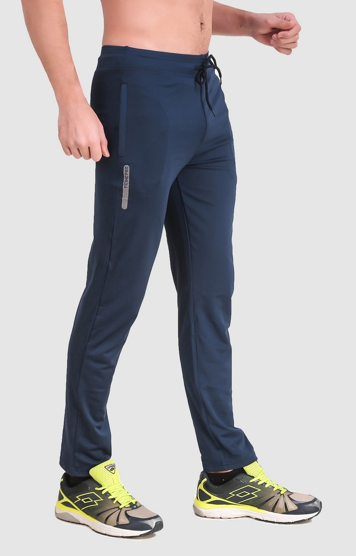 Fitinc | Men's Navy Blue Polyester Solid Trackpant 1