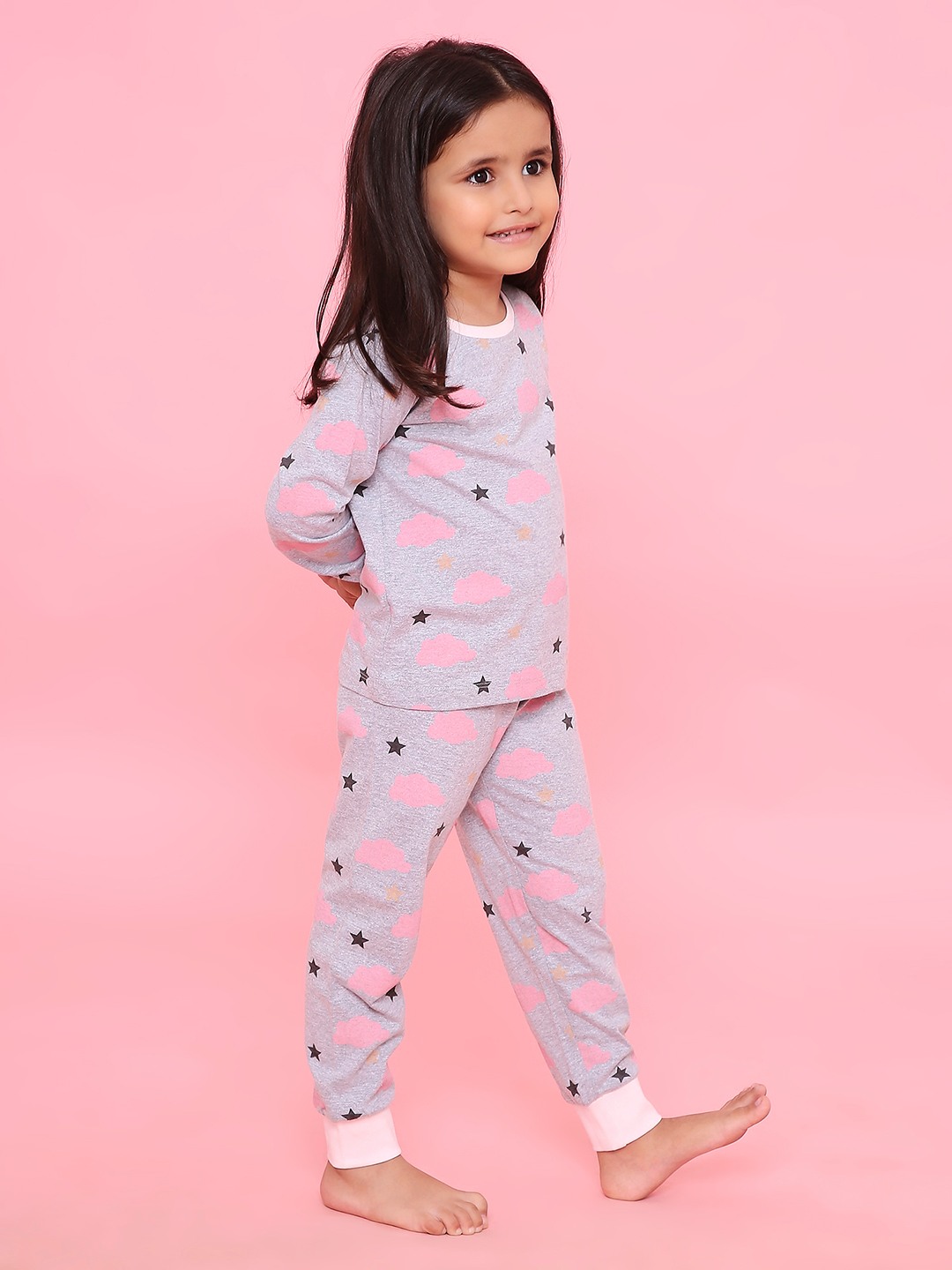 Girls- 2 piece printed cotton jogger lounge set