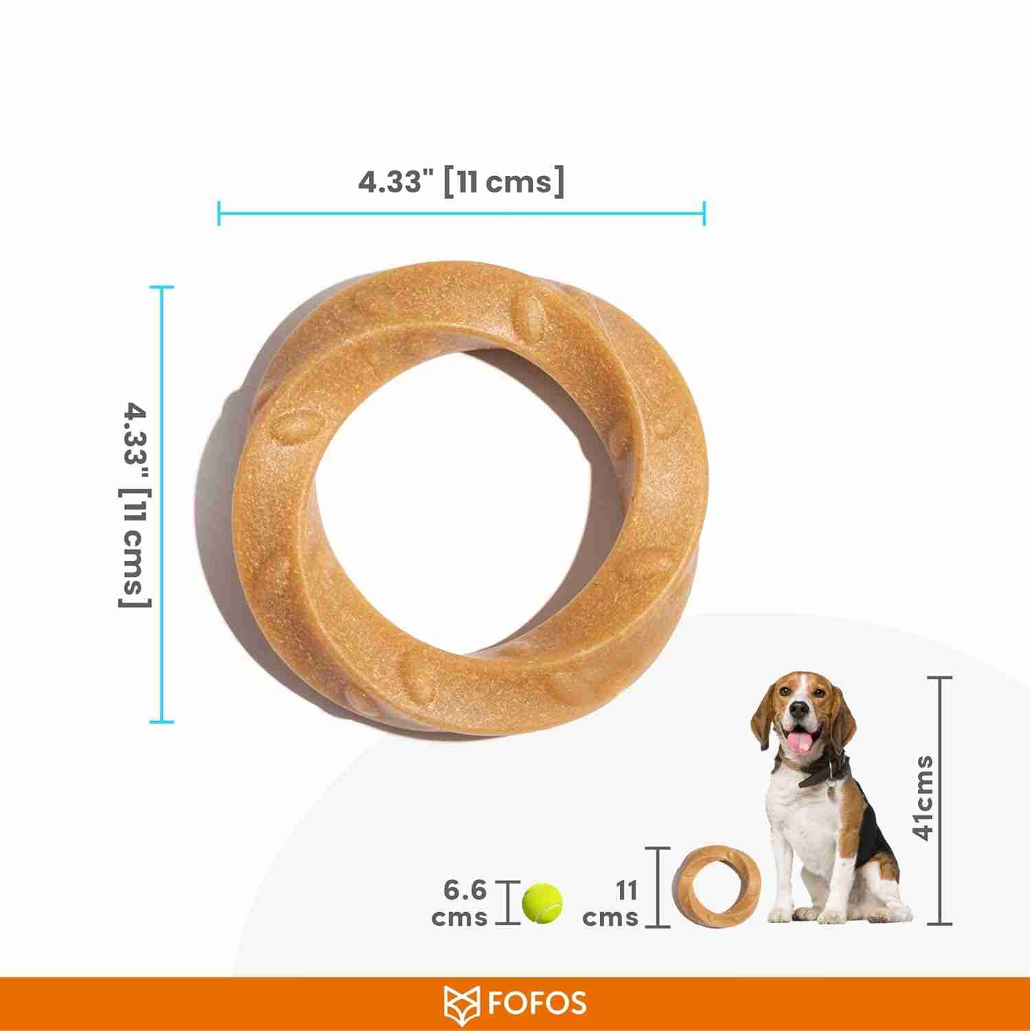 Barkbutler Fofos Woodplay Ring Durable Dog Chew Toy (Brown)