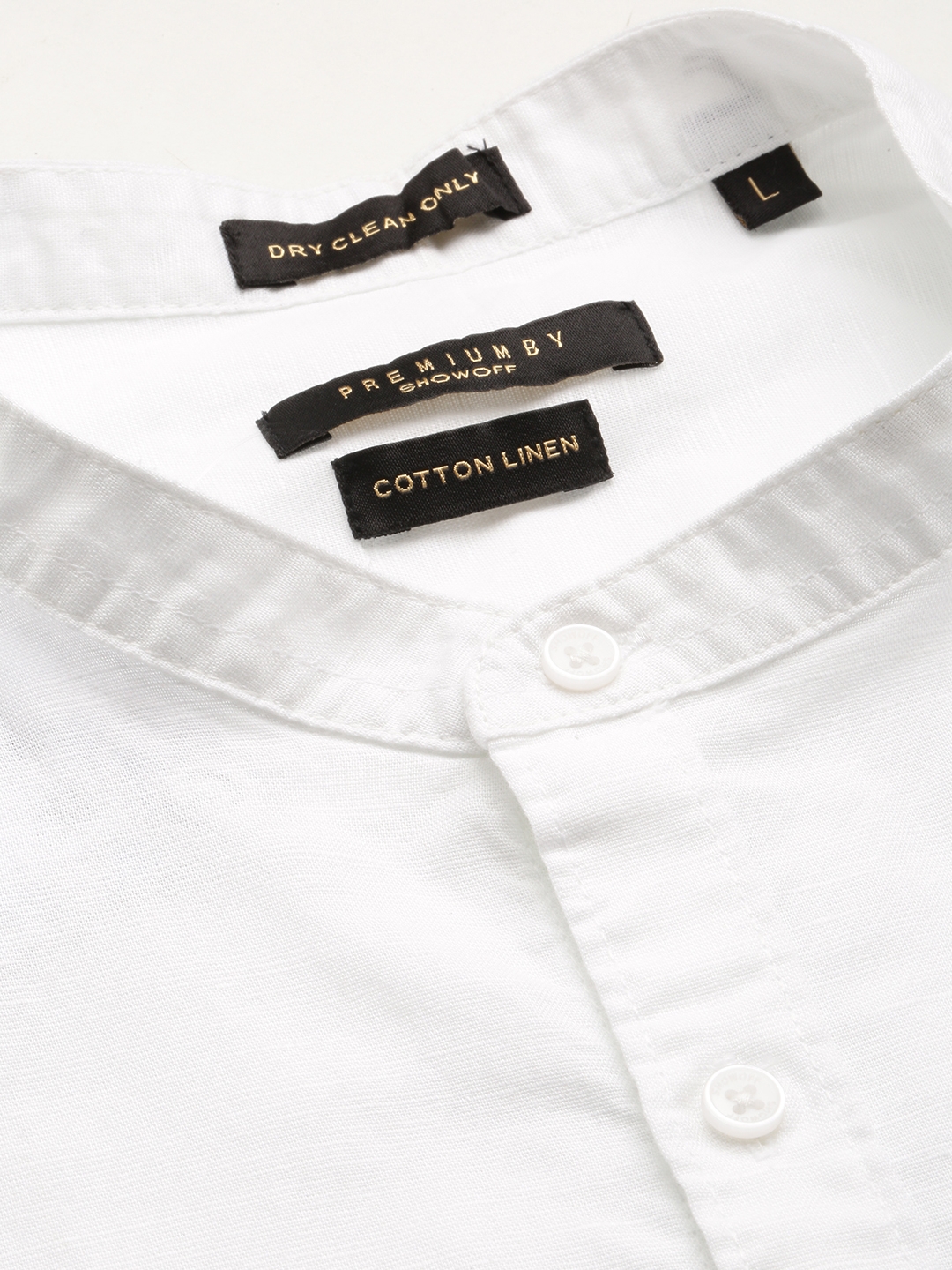 Showoff | SHOWOFF Men's Mandarin Collar White Slim Fit Solid Shirt 6