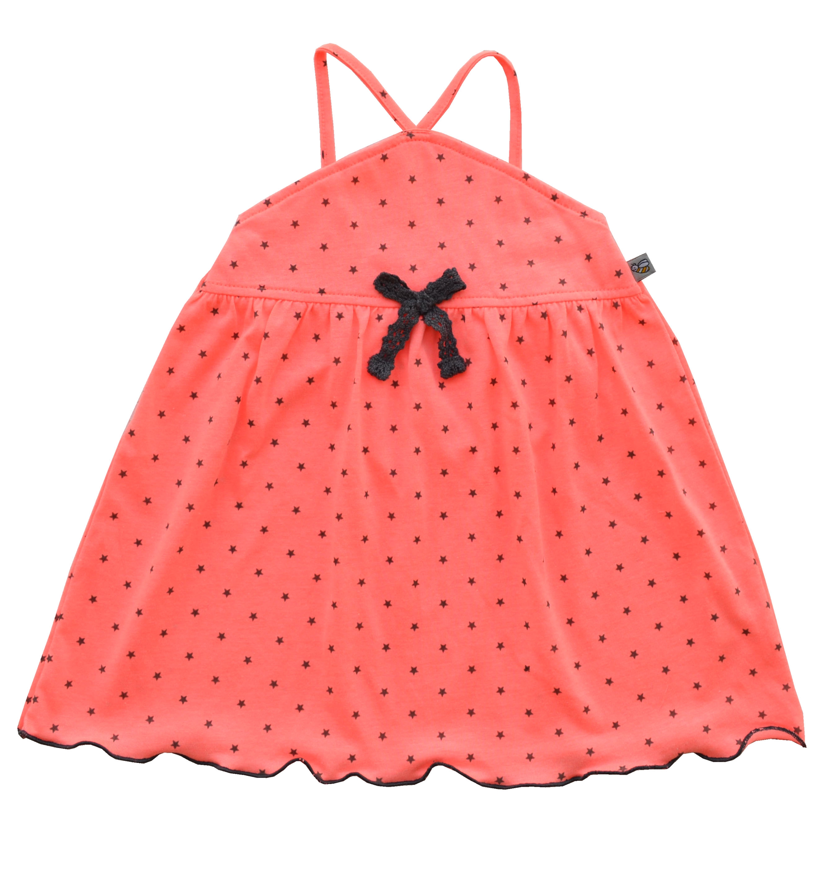 Allover Star Print on Orange Sleeveless Dress (100% Cotton Jersey)
