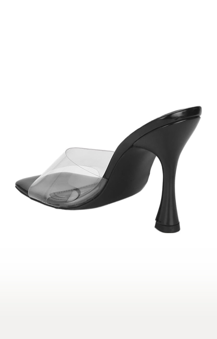 Women's Black Synthetic Solid Slip On Stilettos