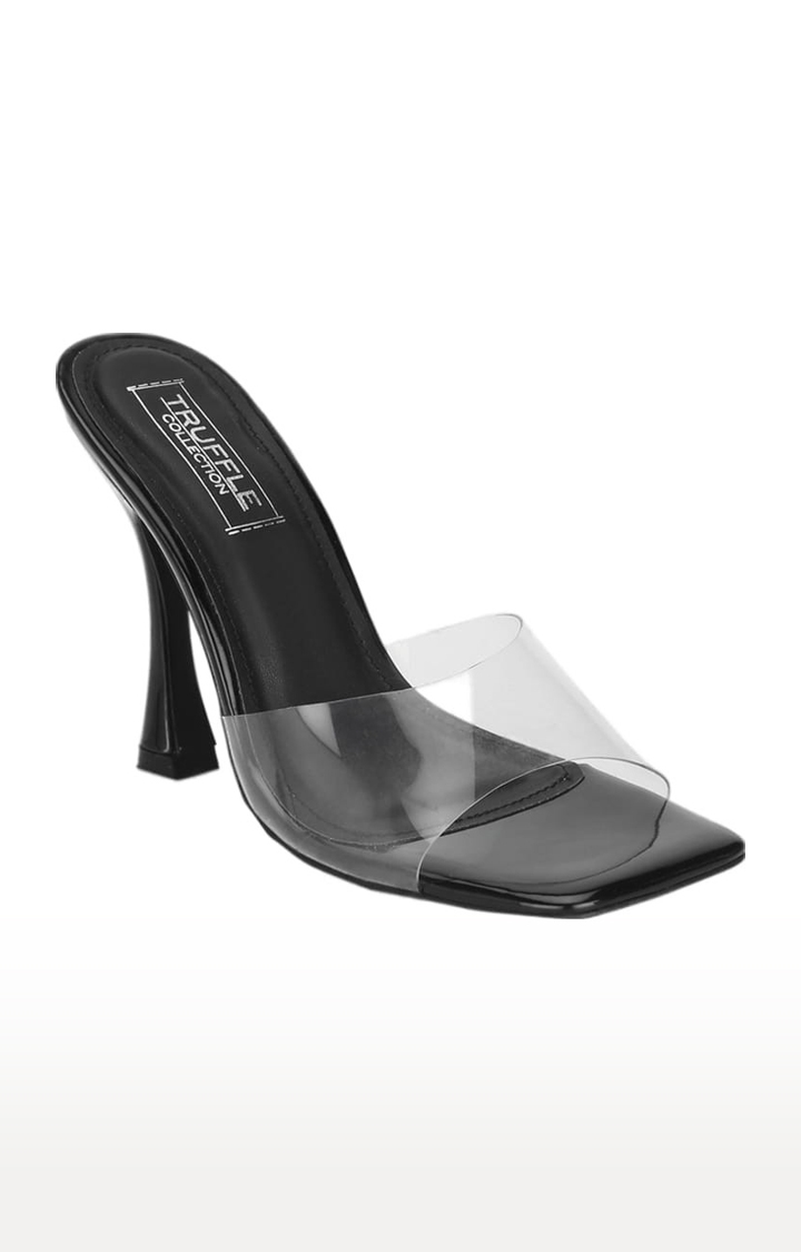 Truffle Collection | Women's Black Synthetic Solid Slip On Stilettos