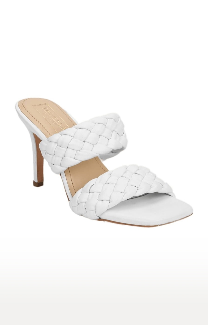 Truffle Collection | Women's White PU Quilted Slip On Stilettos 0