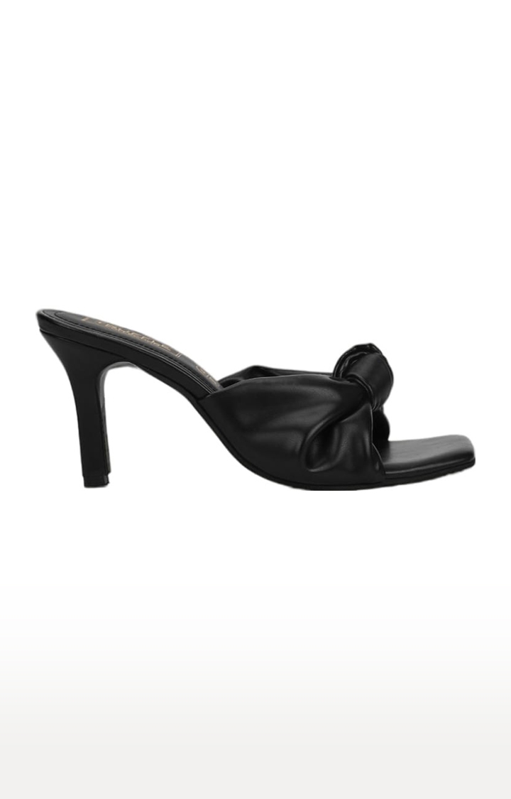 Women's Black PU Solid Slip On Stilettos