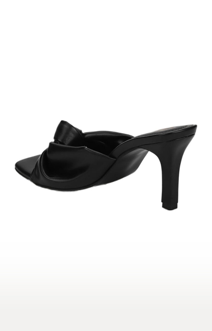 Women's Black PU Solid Slip On Stilettos