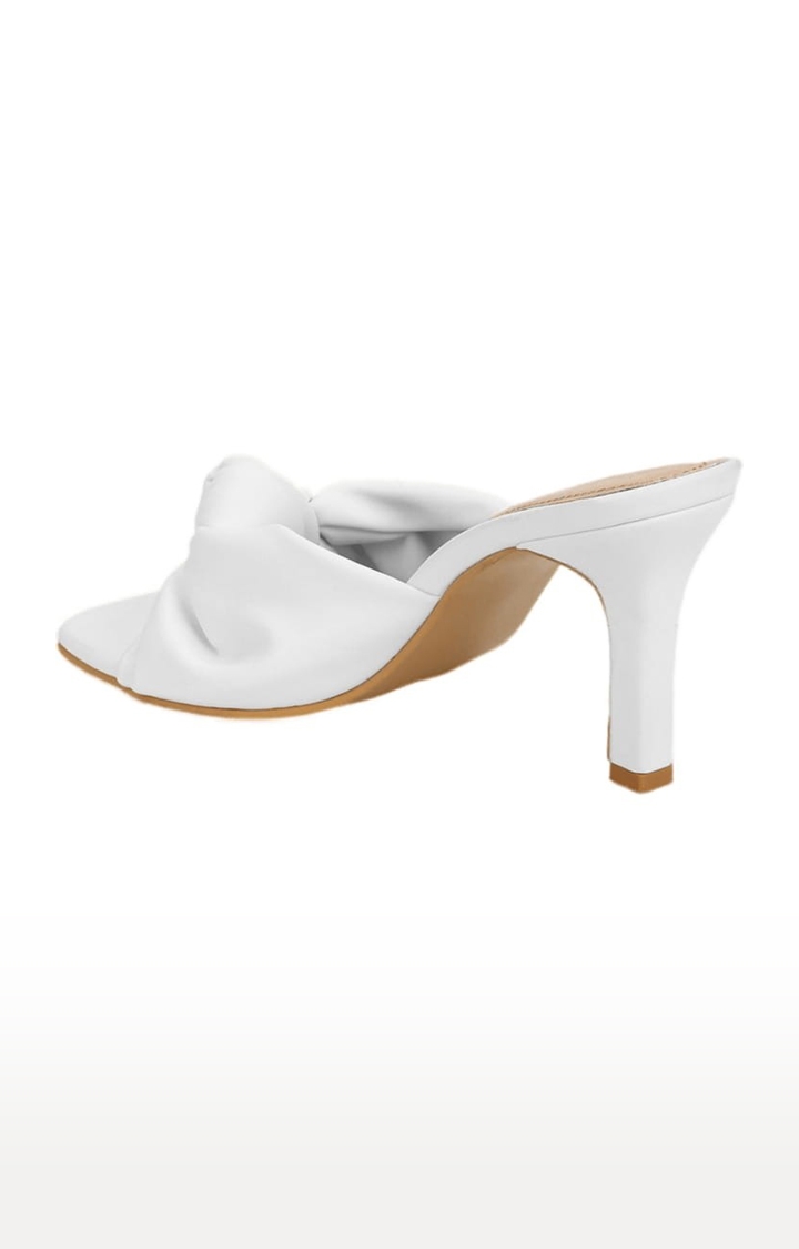 Truffle Collection | Women's White PU Solid Slip On Stilettos 2