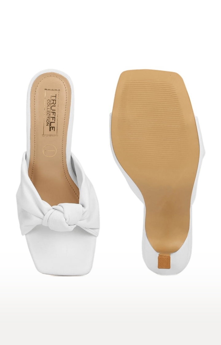 Truffle Collection | Women's White PU Solid Slip On Stilettos 3