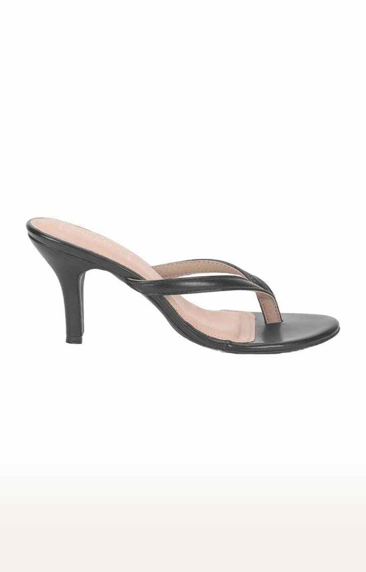 Truffle Collection | Women's Black PU Solid Slip On Stilettos 1