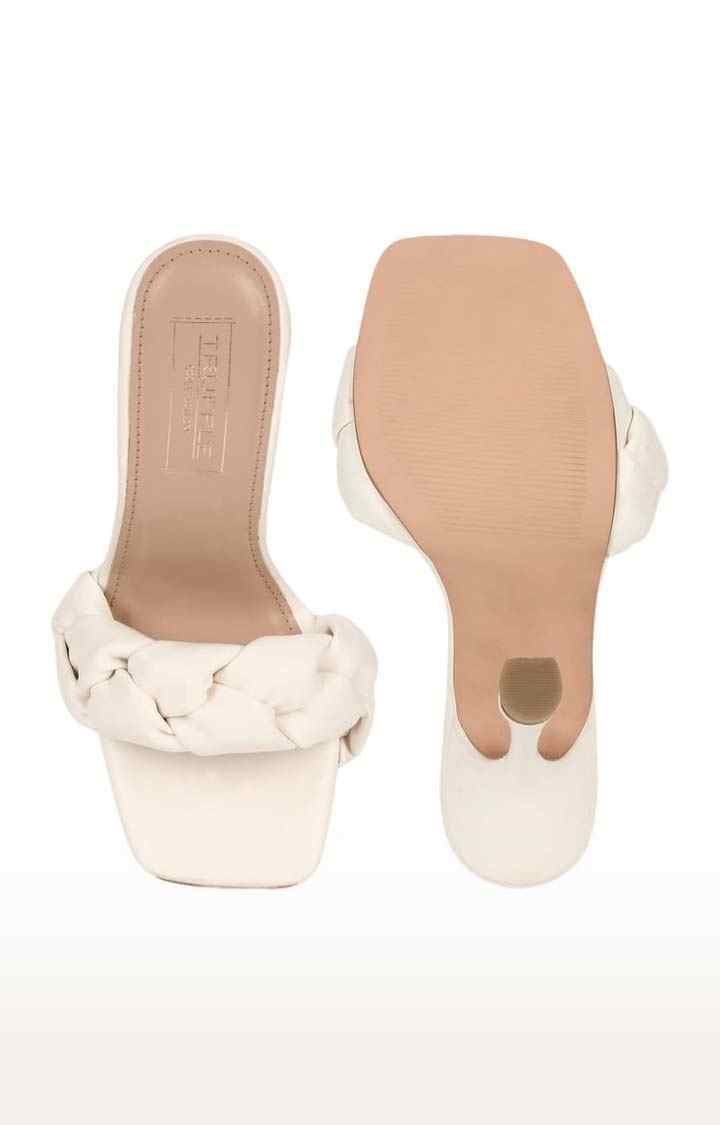 Women's White PU Solid Slip On Stilettos