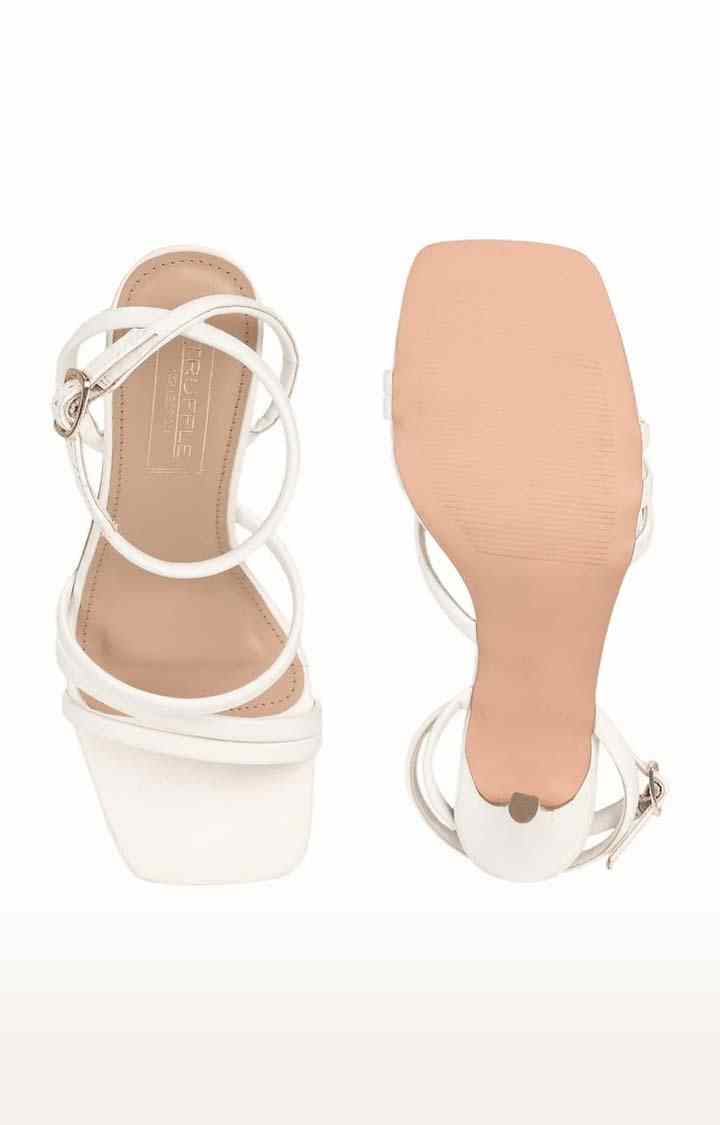 Women's White PU Solid Buckle Stilettos