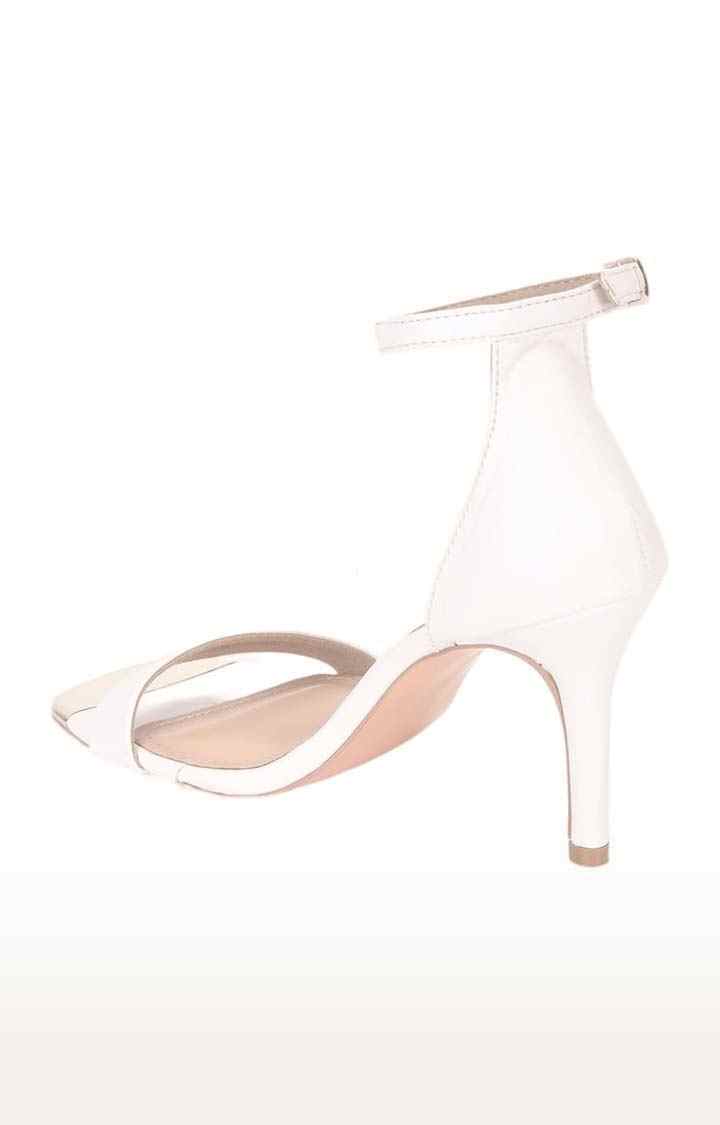 Women's White PU Solid Buckle Stilettos