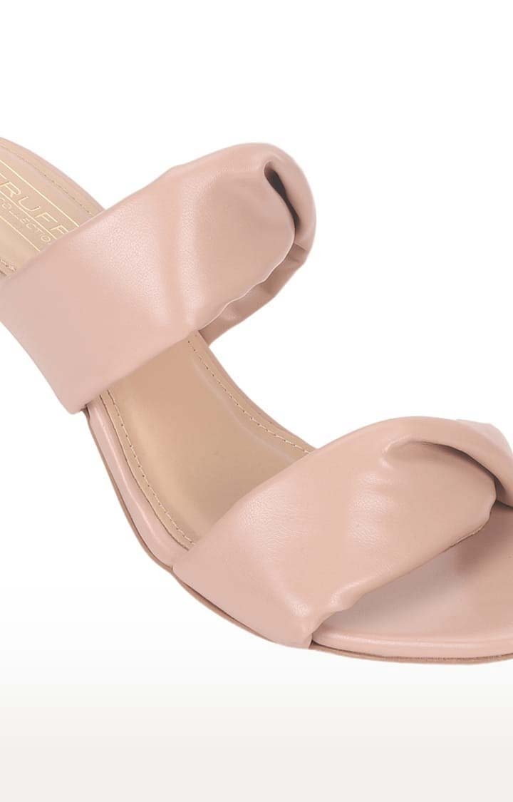 Women's Beige PU Solid Slip On Stilettos