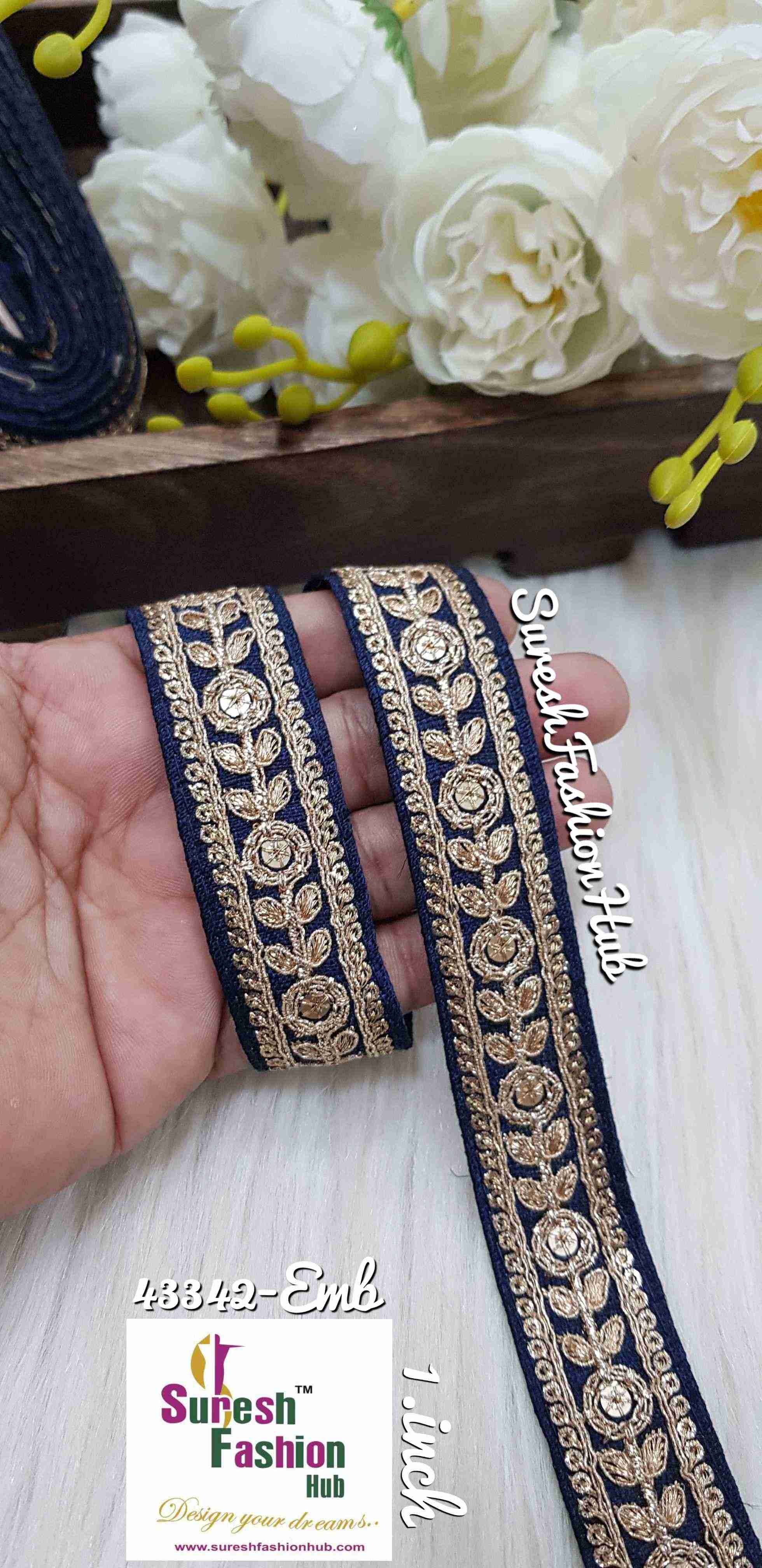 Midnight Nevy Blue Sparkle Fusion Lace - 1 Inch
